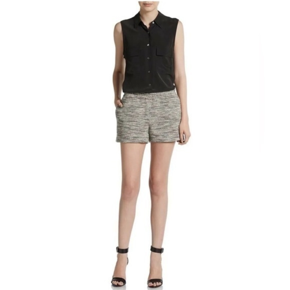 Cut25 by Yigal Azrouël Womens Black/Gray Tweed Casual Shorts